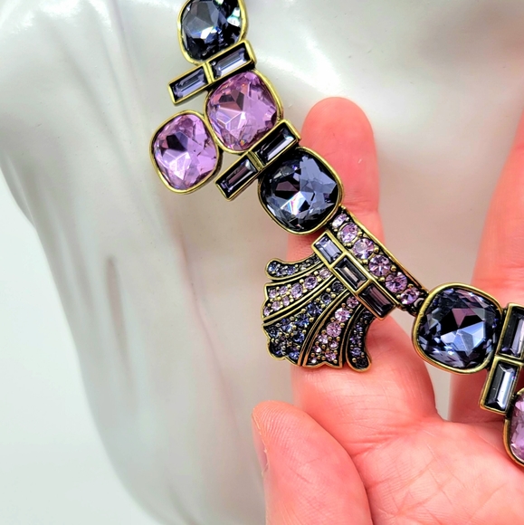 Heidi Daus Cushion Cut Tanzanite Swarovski Crystal Statement Collar Necklace - Picture 6 of 12